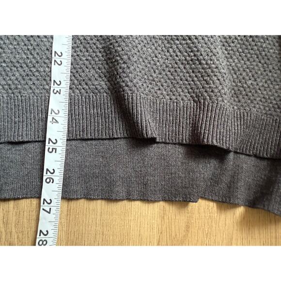 Athleta Thermal Honeycomb Sweater Womens Small Gray Wool Blend Side Slits - Picture 7 of 7